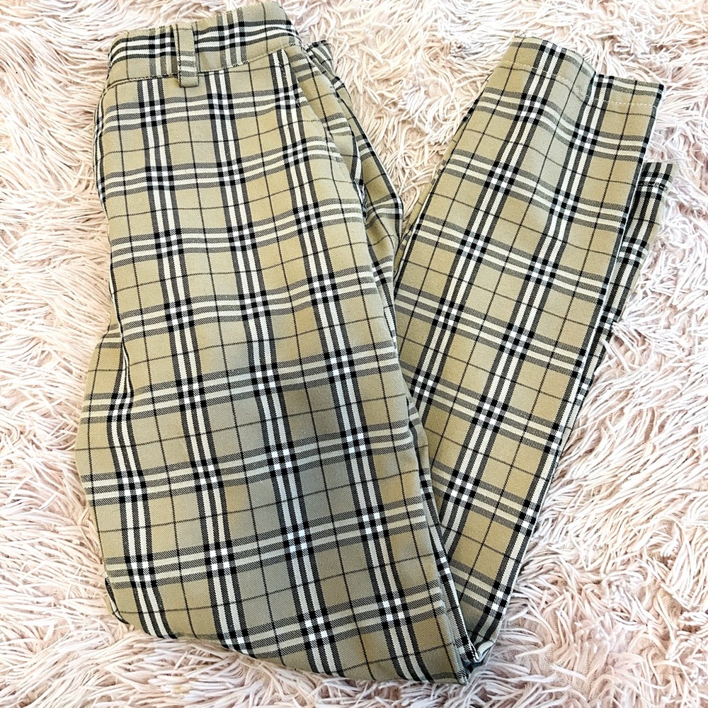 Plaid tan pants